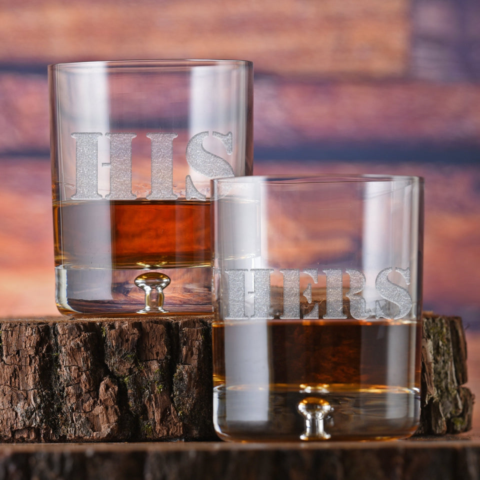 Forpetonly His & Hers Engraved Whiskey & Scotch Glass Set image 0
