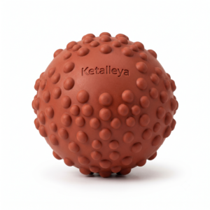 Ketalleya Tough Rubber Textured Dog Ball - Dental Chew & Fetch Toy, Rust Brown