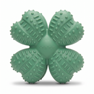 Ketalleya Tough Rubber Dog Chew Toy & Dental Teether - Textured Clover, Green