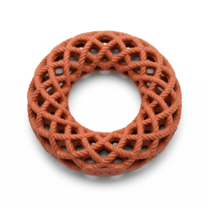 Ketalleya Woven Rubber Ring Dog Toy - Braided Dental Chew & Fetch Teether, Rust Brown